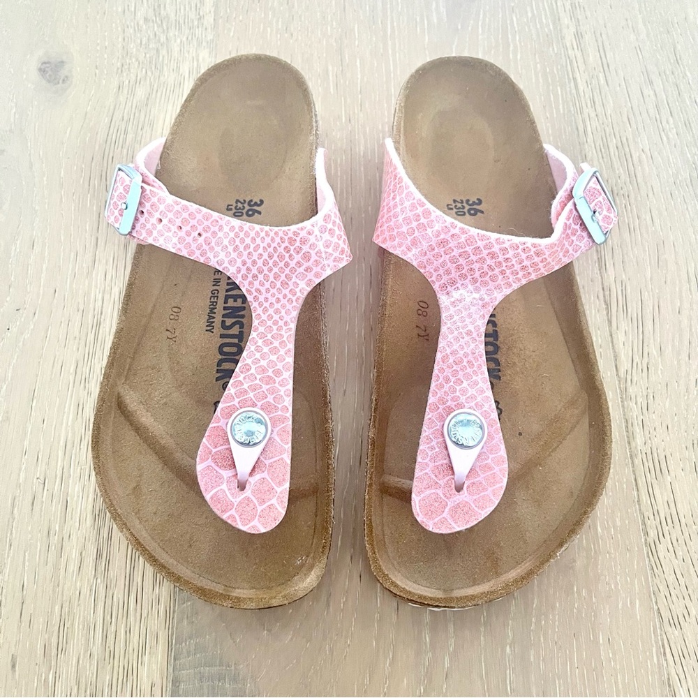 Birkenstock Pink Patterned Gizeh Sandals